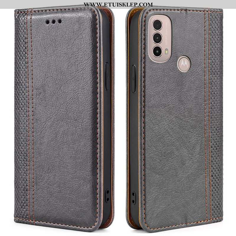 Etui Na Telefon do Moto E40 / E30 / E20 Etui Folio Przeszycia Ze Skóry Liczi